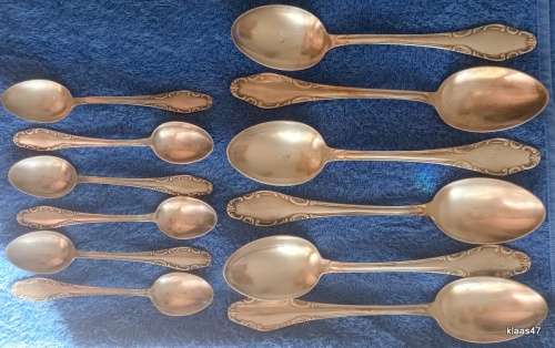 SJ&Co 90 Silver Plate - Germany -  6 Desert spoons and 6 Teaspoons