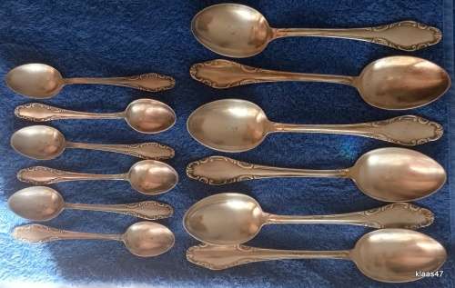 SJ&Co 90 Silver Plate - Germany -  6 Desert spoons and 6 Teaspoons
