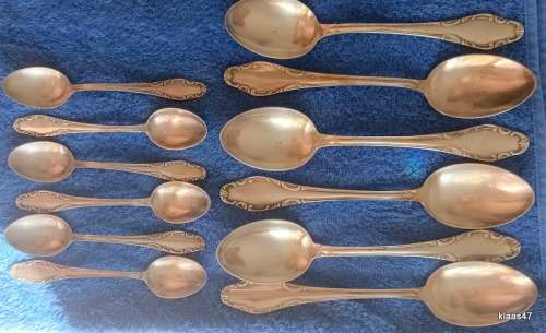 SJ&Co 90 Silver Plate - Germany -  6 Desert spoons and 6 Teaspoons