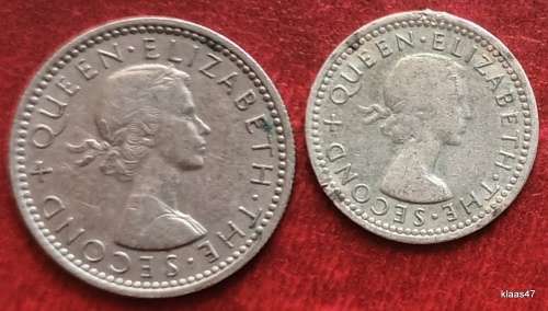 Rhodesia and Nyasaland - 1957 3d and 6d (2 coins) Copper-Nickel