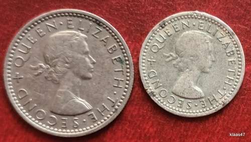 Rhodesia and Nyasaland - 1957 3d and 6d (2 coins) Copper-Nickel