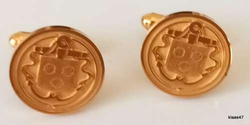 Pair of Gold Plated Cuff links - Anchor, Shield and Three Circles
