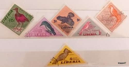 Liberia - 1953 - Local Birds - Set of 6 Cancelled stamps