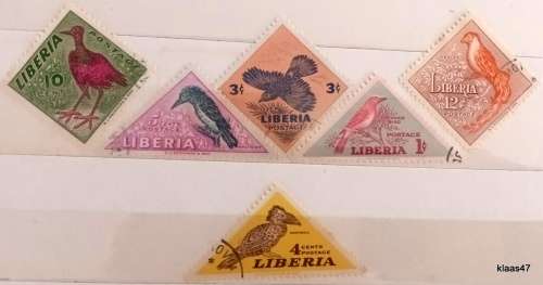 Liberia - 1953 - Local Birds - Set of 6 Cancelled stamps
