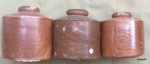 3 Vintage Chipped Ink Pots
