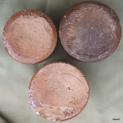 3 Vintage Chipped Ink Pots