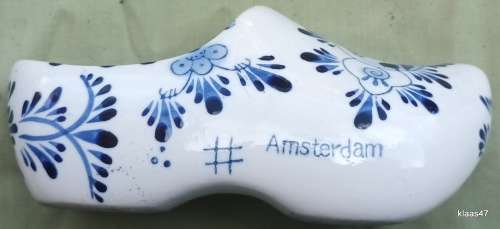 Vintage - LADDRAK Amsterdam - Ceramic Pottery Clog - Blue and White