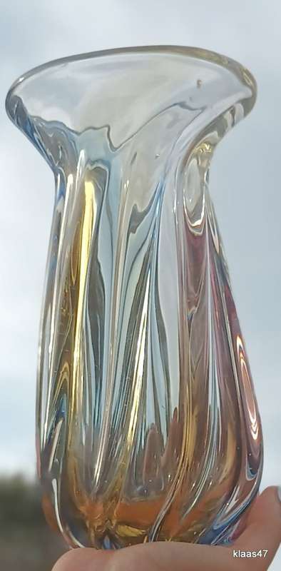 Murano - Blue and Amber - Vase -