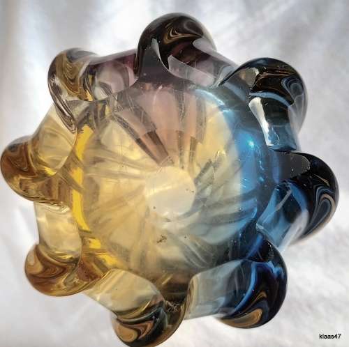 Murano - Blue and Amber - Vase -