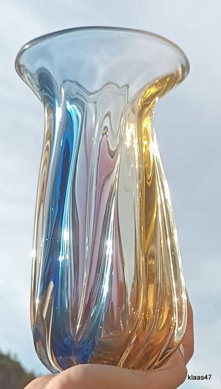 Murano - Blue and Amber - Vase -