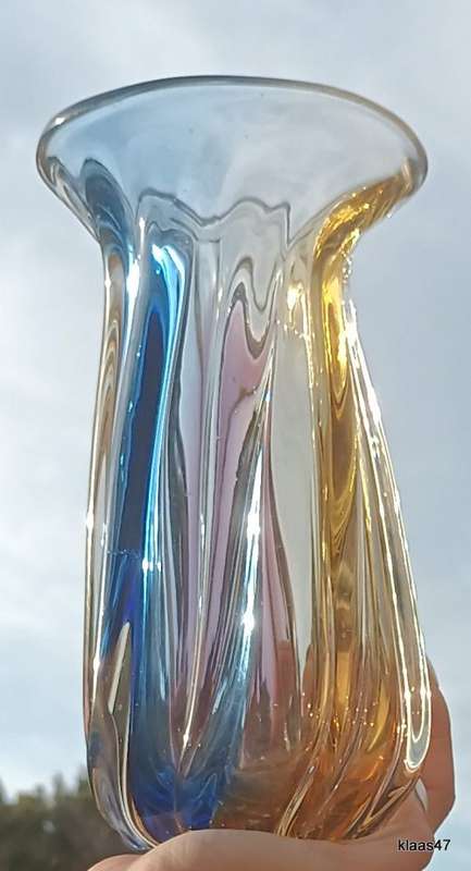 Murano - Blue and Amber - Vase -