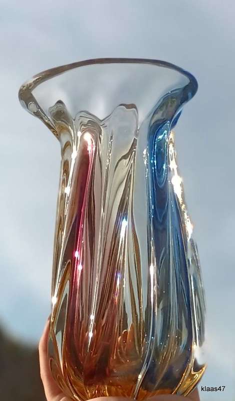 Murano - Blue and Amber - Vase -