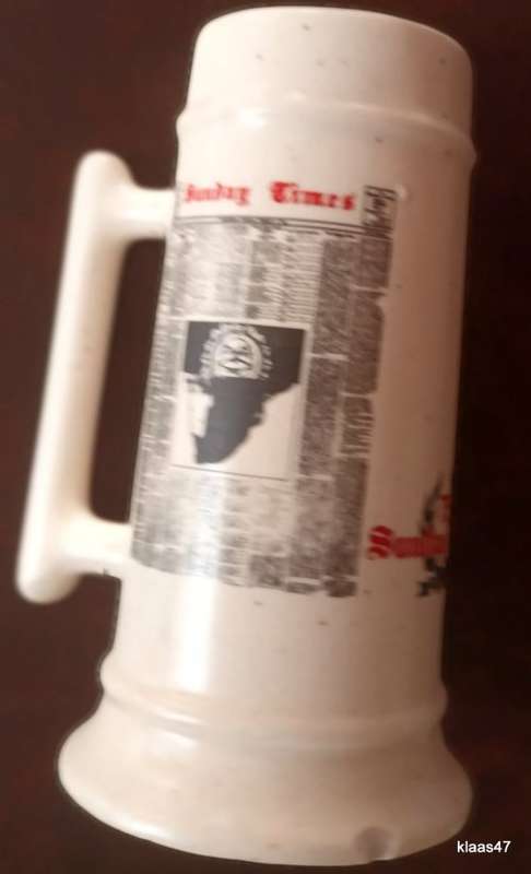 Crescent Ware Newspaper Tankard For Sunday Times 75 years 1981