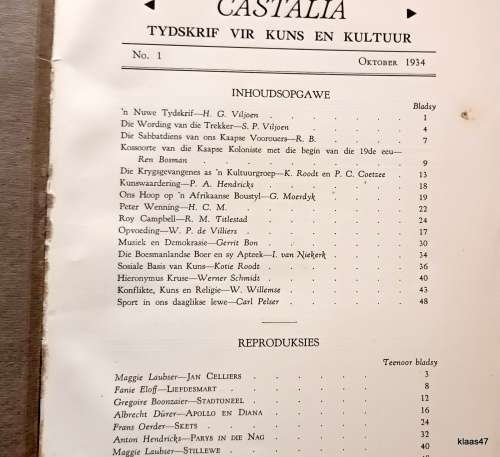 Castalia - Tydskrif vir Kuns en Kultuur - No. 1 - 1934
