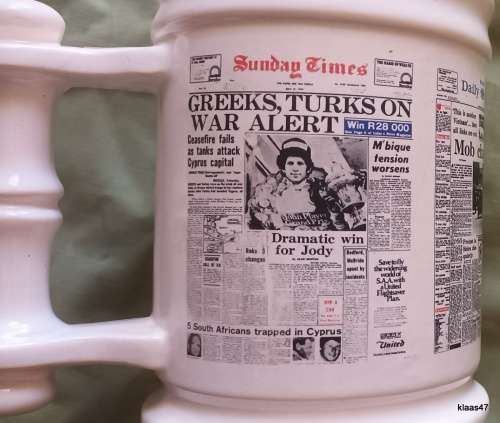 Crescent Ware Newspaper Tankard