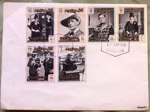 Fujeira - 1966 - Winston Churchill - Set of 6 stamps on Cover