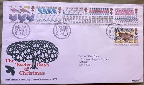 GB - 1977 - The Twelve Days of Christmas - FDC