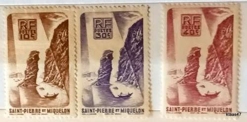 St. Pierre Et Miquelon - 1947 - Soldier`s Bay - Set of 3 Unused stamps