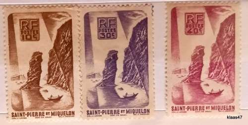 St. Pierre Et Miquelon - 1947 - Soldier`s Bay - Set of 3 Unused stamps