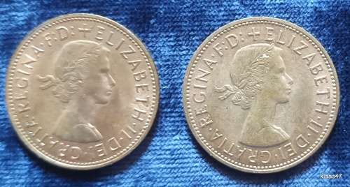GB - Elizabeth II - One Penny 1x1966 1x1967