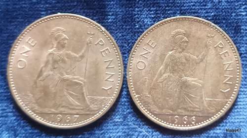 GB - Elizabeth II - One Penny 1x1966 1x1967