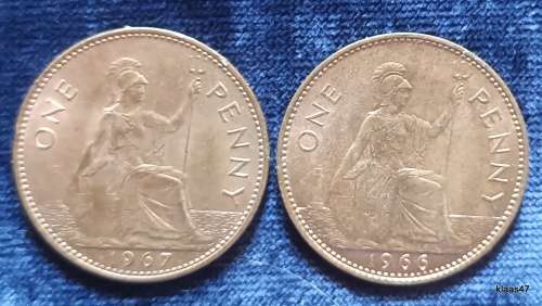 GB - Elizabeth II - One Penny 1x1966 1x1967