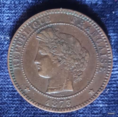 France - 1873 -10 centimos - Bronze