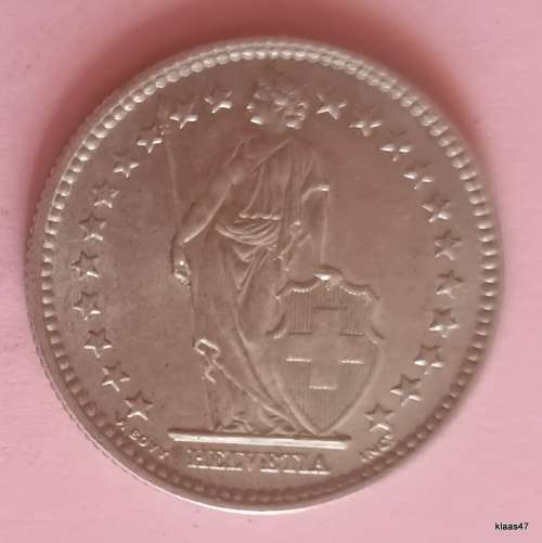Switzerland - 1964 - 2 Francs - Helvitia Standing - Silver (.835) (16.5% copper)