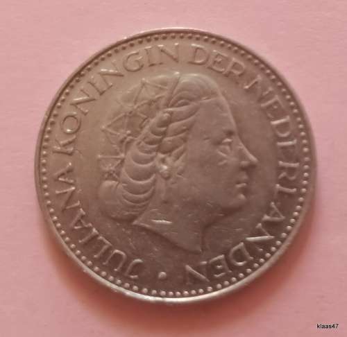 Netherlands - 1968 - 1 Gulden - Juliana - Nickel