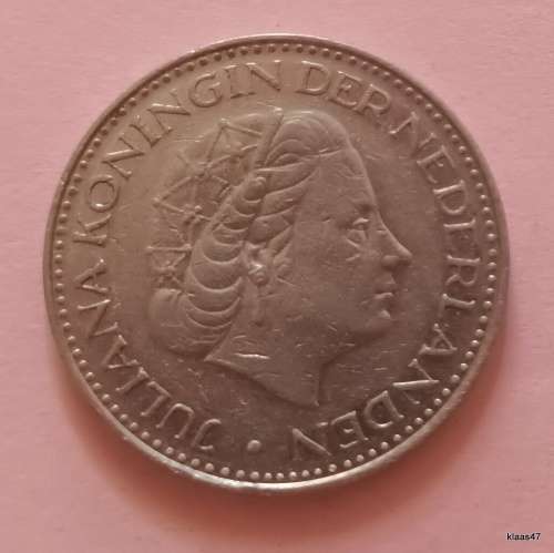 Netherlands - 1968 - 1 Gulden - Juliana - Nickel