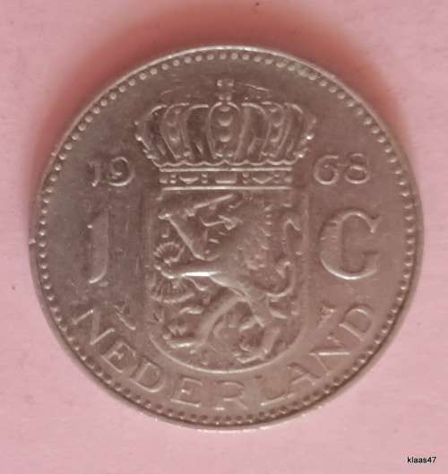 Netherlands - 1968 - 1 Gulden - Juliana - Nickel