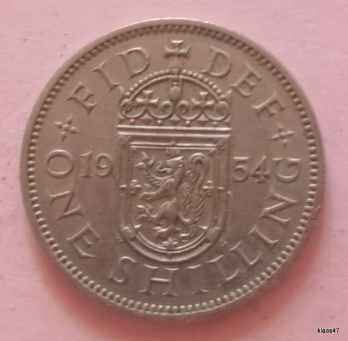 GB - 1954 - No `BRITT:OMN` - One Shilling - Copper-nickel