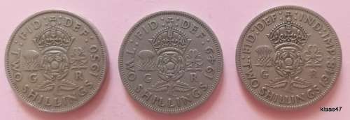 GB - 1948/49/50 - George Vi - 2 (two) shillings - Copper-nickel (3 coins)