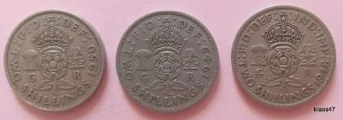 GB - 1948/49/50 - George Vi - 2 (two) shillings - Copper-nickel (3 coins)