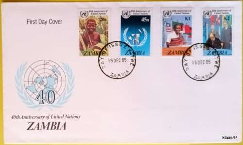 Zambia - 1985 - 40th Anniversary of United Nations - FDC
