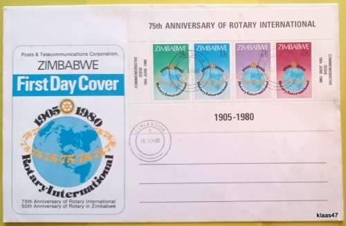 Zimbabwe - 1980 - Rotary Internation 75th Anniversary - FDC with Miniature Sheet