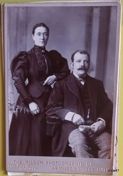 Vintage Photograph - Portrait (Man and Woman) - Card 10.6x16.4cm - The Milsom Photographic Co, Bath