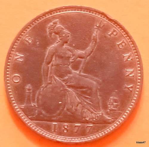 GB - 1877 - One Penny  - Victoria - Bronze