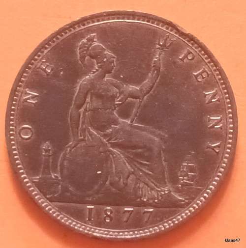 GB - 1877 - One Penny  - Victoria - Bronze