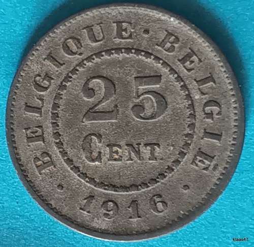 Belgium - 1916 - 25 centimes (German Occupation Coinage) - Zinc