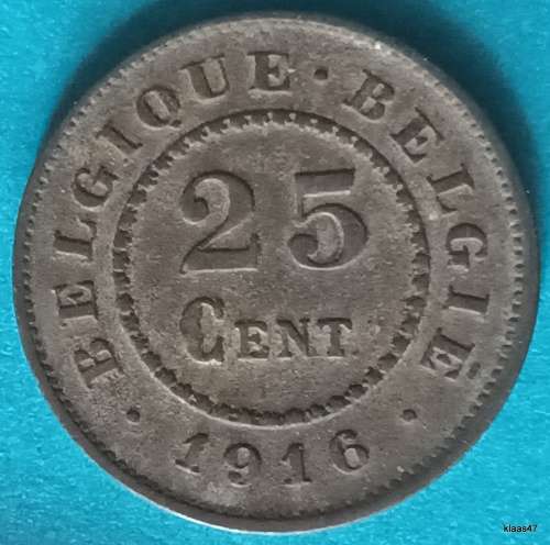 Belgium - 1916 - 25 centimes (German Occupation Coinage) - Zinc