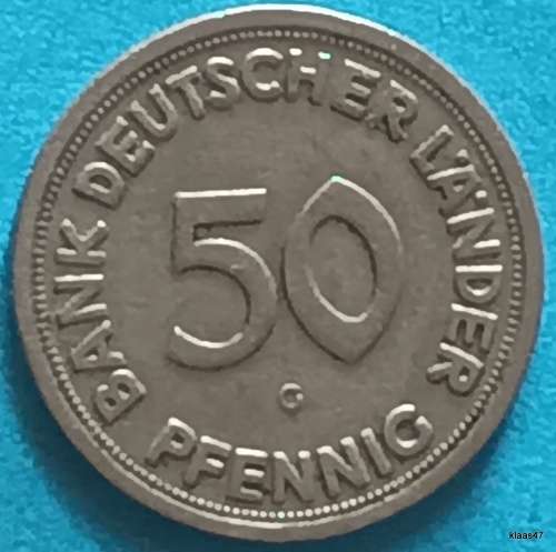 Germany - 1949 G - 50 Pfennig - Copper-nickel