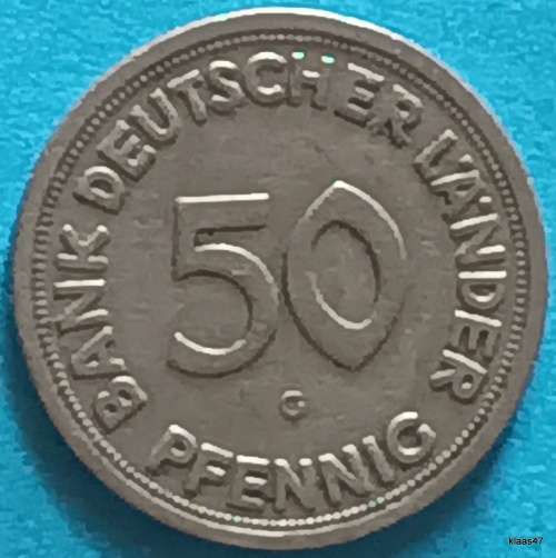 Germany - 1949 G - 50 Pfennig - Copper-nickel