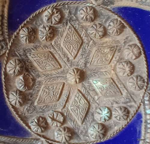 Vintage Ceramic Fruit Bowl with Metal Work Overlay