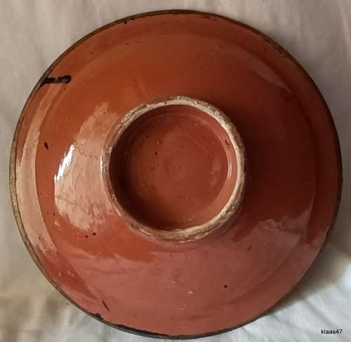 Vintage Ceramic Fruit Bowl with Metal Work Overlay