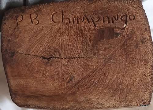 Carved African wooden bust - P B Chimpango -