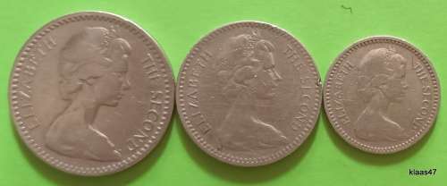 Rhodesia - 1964 - 1/6 25c\, 2/- 20c, 1/- 10c - Copper-nickel