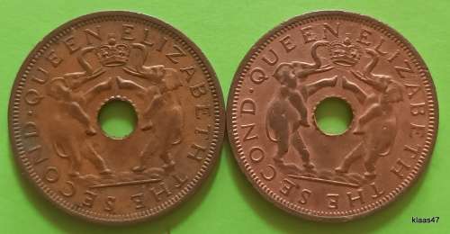Rhodesia and Nyasaland - 1961 and 1962 - One Penny - Bronze