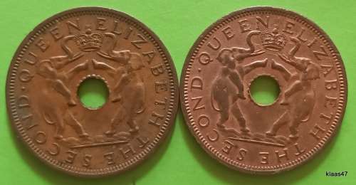 Rhodesia and Nyasaland - 1961 and 1962 - One Penny - Bronze