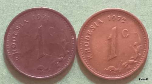 Rhodesia - 1971 and 1972 - 1 cent - Bronze
